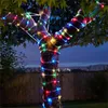 Strängar Solar Rop String Light Outdoor 30m 300 LED Powered Fairy Copper Wire PVC Tube för DIY Garden Chulty Decor