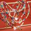 Nouveau Coloré Pierre Naturelle Amour Charme Or Lettre Perlé Collier Boho En Acier Inoxydable A-Z Anglais Lettres Initiales Pendentif Collier Neckchain Beadh Bijoux Pour Femmes