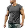 T-shirts pour hommes T-shirt d'été Bodybuilding Muscle Tank O cou Couleur unie Casual Sports Chemise sans manches Homme Workout Fitness Tops 230720