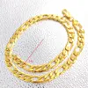 Stamped 24 K Solid Yellow Gold Figaro Chain Link Necklace 12mm Mens RealCarat Gold filled Birthday Christmas Gift187Q