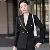 Women's Two Piece Pants Green Suits Women 2023 Spring High End Fashion Temperament Formal Long Sleeve Slim Blazer And Office Ladies Work