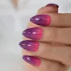 Faux ongles brillant Ombre violet rose moyen presse sur ongles paillettes faux couverture complète Stiletto Salons fête porter conseils pour les femmes