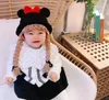 Berets 2023 Nette Baby Mädchen Junge Eimer Hut Haar Zopf Zopf Perücke Kappe Winter Warme Häkeln Stricken Kinder Kinder Mädchen hüte und Kappen Schwarz