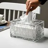 Tissue Boxes Napkins Tissue Box Home Living Room Light Luxury Rectangular Transparent Acrylic Paper Drawer Box Coffee Table Storage Box Decoration R230715