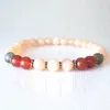 MG0813 6 mm A Grade Sunstone Labradorite Bracelet Femmes Cornaline Coeur Chakra Guérison Bracelet Dainty Yoga Mala Bracelet2788