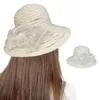 Bérets femmes fausses perles chapeau élégant large bord dentelle couture plage fascinateur avec fleur décor été femmes seau