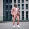 Herrdräkter blazers street stil dammiga rosa män 2 stycken formell kappbyxa design skräddarsydd man med byxor275r