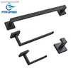 Acessórios para banheiro Conjunto de ferragens preto fosco Porta papel higiênico Toalheiro Robe Gancho Barra de toalha Anel Kit de luxo banheiro L230704