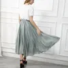 Skirts High Quality Cotton Linen Maxi Skirt Womens Casual Elastic Waist Pleated ALine Beach Boho Saia Feminina Faldas Jupe 230720