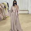 Elegant marockansk kaftan muslimska formella klänningar a-line långärmad aftonklänningar för kvinnor dubai saudi arabiska kläder de soiree252v