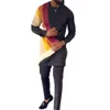 Costumes pour hommes Hommes Deux pièces Outfit Ensemble imprimé coloré Tops Chemises Pantalons Style ethnique africain Casual Costumes pour hommes Vêtements de mariage Douanes 230719
