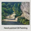 Krajobraz sztuki na płótnie droga reprodukcyjna z drzewami w skalistych górach Paul Cezanne malowanie ręcznie wykonanego nowoczesnego wystroju