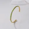 Bangle Fashion version Cshaped steel bracelet for womens open with zircon drop oil and ribbed 230719