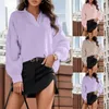 Camicette da donna Tinta unita Camicetta da donna Elegante manica lunga Top Camicie Carino risvolto Elegante pullover Autunno Moda Tank Office Lady