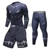 Men's Tracksuits Compression Shirt Black Panther Spider Fitness Winter Soldier Gym Workout MMA Rashguard BJJ Men Jiu Jitsu Running Jogging Set J230720