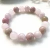 MG0866 Natural A Grad 10 MM Kunzite Armband Rose Quartz Rhodonite Yoga Mala Armband Women's Natural Gemstone Armband320f