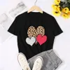 Valentine's Day New Colorful Leopard Pattern Love Print Women's Pullover Short Sleeve T-shirt Casual Style