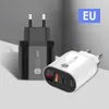 LED 20W PD Type C Oplader QC3.0 EU US UK Travel USB-C Wall Chargers Plug Voor iPhone11 12 13 14 15 Samsung S20 Note 20 HTC Android telefoon