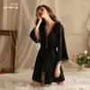 Pigiameria da donna Camicia da notte attraente Pigiama sexy Donna per dormire da notte per coppia Accappatoi romantici Abbigliamento da casa Nero