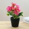 Fiori decorativi Fiore di rosa artificiale Mini pianta in vaso finta per soggiorno Realistico Non appassisce Cura facile Nessuna irrigazione Anti-sbiadimento Ho