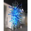 Moderne Kroonluchters Rustieke Blauwe Schaduw Kleur Handgeblazen Glazen Ketting Kroonluchters LED Verlichting voor Woonkamer286l