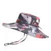 Boinas Hombres Protección solar Senderismo Gorra de pesca Estilo vaquero Verano Camuflaje Cubo Sombrero Plegable Al aire libre Sombrero de ala ancha Venta al por mayor