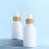 White Porcelain E Liquid Reagent Pipette Dropper Bottles Round Essential Oil Perfume Bottle with Wooden Bamboo Lids Nguxg