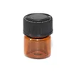 100Pcs/Paper Box 1ml 2ml Amber Mini Glass Bottles Essential Oil Display Vial 1CC 2CC Small Perfume Brown Sample Container Free Shipping Pahx