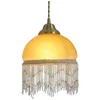 Pendant Lamps Nordic Light Luxury Copper Tassel Bedside Chandelier Medieval Aisle Porch Retro Lamp For Bedroom Room Decor Lights