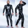 Sexy GAY Men's Bondage Fetish Black Stretch PVC Look Latex Spandex jumpsuit 6721228n