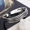 New Retro Wave Braided Bracelets Silver Plated Jewelry Personality Geometric Exquisite Opening Bangles SL037 L230704