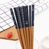 Chopsticks 5 par återanvändbara kinesiska klassiska trä traditionella vintage handgjorda naturliga blommor bambu hem sushi -verktyg