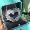 Vecalon Super Shinning Luxury Jewelry 100% 925 Sterling Silver Full Princess Cut White Clear Diamond Heart Pendant Women Necklace2859
