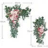 Decorative Flowers 2pcs/set Dusty Rose Wedding Arch Flower Swag Arrangement For Country Ceremony Floral Garland Reception Backdrop Decor