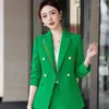Women's Two Piece Pants Green Suits Women 2023 Spring High End Fashion Temperament Formal Long Sleeve Slim Blazer And Office Ladies Work