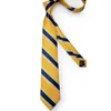 Bow Ties Classic Blue Striped Yellow For Men Business Formal Neck Tie Handkerchief Cufflinks Brooch Pin Mens Set Dorp