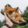 Sandales pour hommes d'été en cuir véritable grandes chaussures de marche en plein air 230719