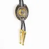 Bolo binder Inledande personlig bokstav A till Z Gold Silver Western Cowboy Horseshoe Bolo Tie HKD230719