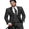 Whole-man Suit Charcoal One Button Groom Tuxedos Pour Hommes Costumes Groomsman Veste Pantalon Gilet De Mariage Tuxedos De Mariage Su358e