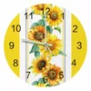 Wall Clocks Yellow Watercolor Sunflower Luminous Pointer Clock Home Ornaments Round Silent Living Room Bedroom Office Decor