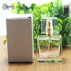 Square 30ml Perfume Bottles Glass Refillable Perfume Bottle With Metal Spray & Paper Package HIgh Quality Glass Scent Bottles 1OZ 50Pcs Gevl