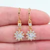 Stud Womens gold transparent Cubic zirconia CZ sunflower earrings jewelry 230719