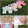 Decorative Flowers Wreaths 1Meter Cherry Blossoms Artificial Silk Sakura Branches Fake Long Bouquet Diy Home Decoration Drop Deliv Dh0Z2
