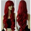 80cm Long Cosplay Rouge Foncé Perruques Dames Bouclés Perruques Perruque Peluca Peruca Parrucca Capelli Cheveux Synthétiques Wig2152