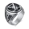 Sigillo di Lucifero Satanic Rings For Men Acciaio inossidabile Simbolo Seal Satan Ring Demon Side Jewelry Cluster259f