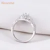 Newshe 1 9 Karat 2 Stück massives 925er Sterlingsilber Ehering-Sets Verlobungsband Modeschmuck für Frauen JR4844 wzw2396