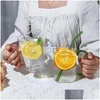 Wine Glasses 600/350Ml Square Glass Mug Breakfast Milk Coffee Cup Microwave Safe Transparent Party Beer Drinkware Drop Delivery Home Dhrl3