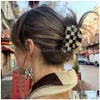 Fermagli per capelli Barrettes Y Scacchiera in bianco e nero Artigli Catch Shark Clip Accessori moda Donna Forcine carine Fascia Drop D Dhxjg