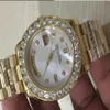 Relógios de luxo Relógios femininos de alta qualidade 36mm Day Date President 18K Gold White MOP Bigger Diamond Dial Bezel Quickset 2Y automati260P