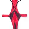 Röda kvinnor öppnar bh baby docka sexig underkläder erotisk nylon bodysuit underkläder crotchless teddies nattkläder sömnkläder s703189s